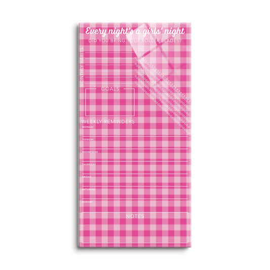 Pink Dream Checkered Habit Tracker Girls' Night | 8x16