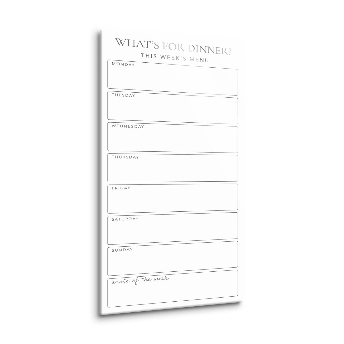Minimalistic White What's For Dinner Menu Board | 8x16